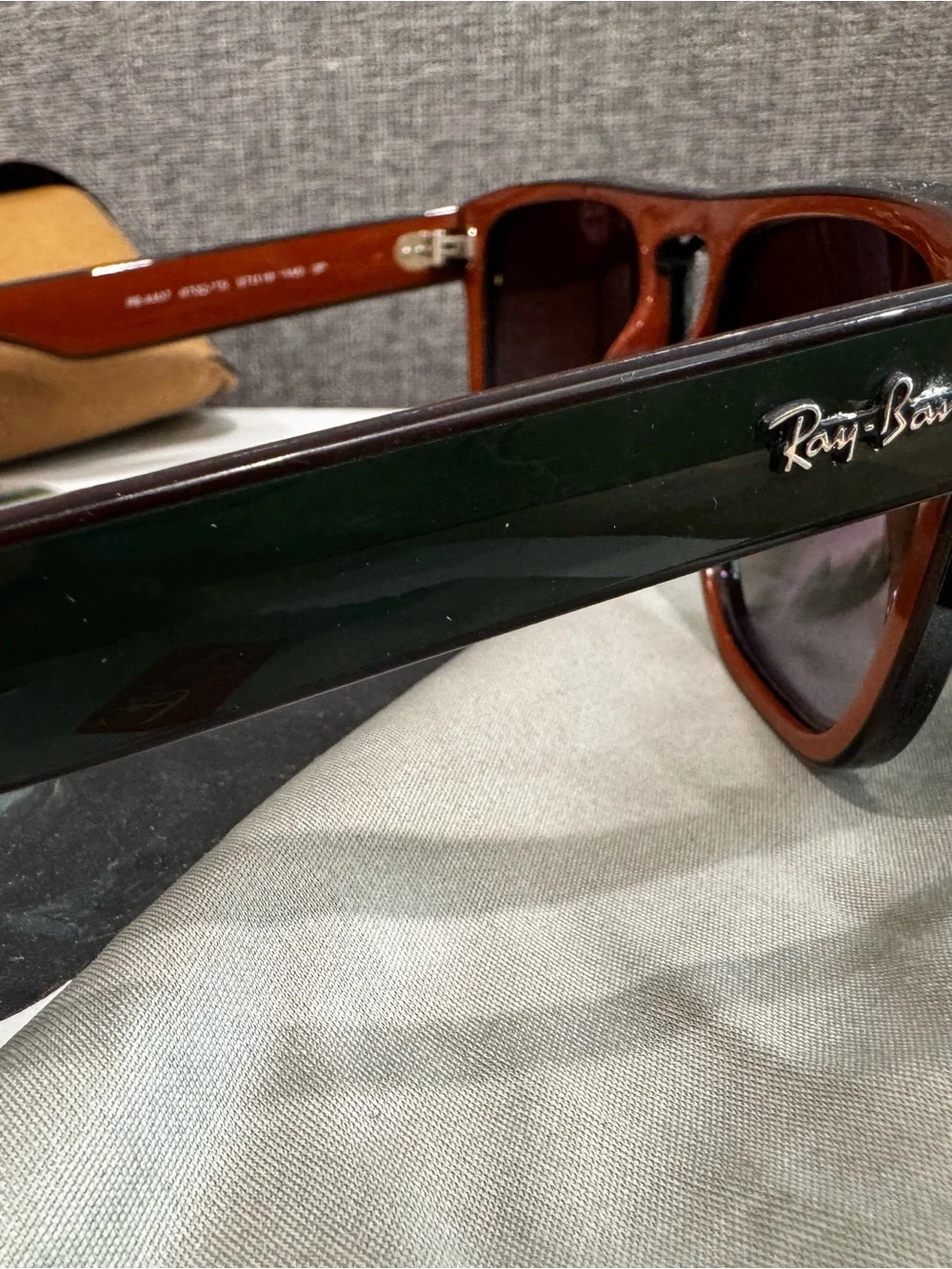 Ray-Ban Polarized Brown Lens Green and Brown Frame Sunglasses - Unisex